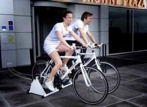 Generate electricity while riding a stationary bike at Denmark's Crowne Plaza