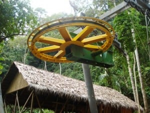 Cable wheels like this were sent from Switzerland for Veragua's aerial tramway