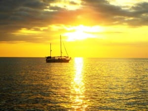 Sunset at Manuel Antonio, Costa Rica from the Planet Dolphin catamaran tour