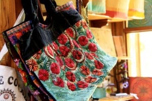 Hand-sewn bags from Guatemala are a lovely gift item in Pranamar Villas' gift shop