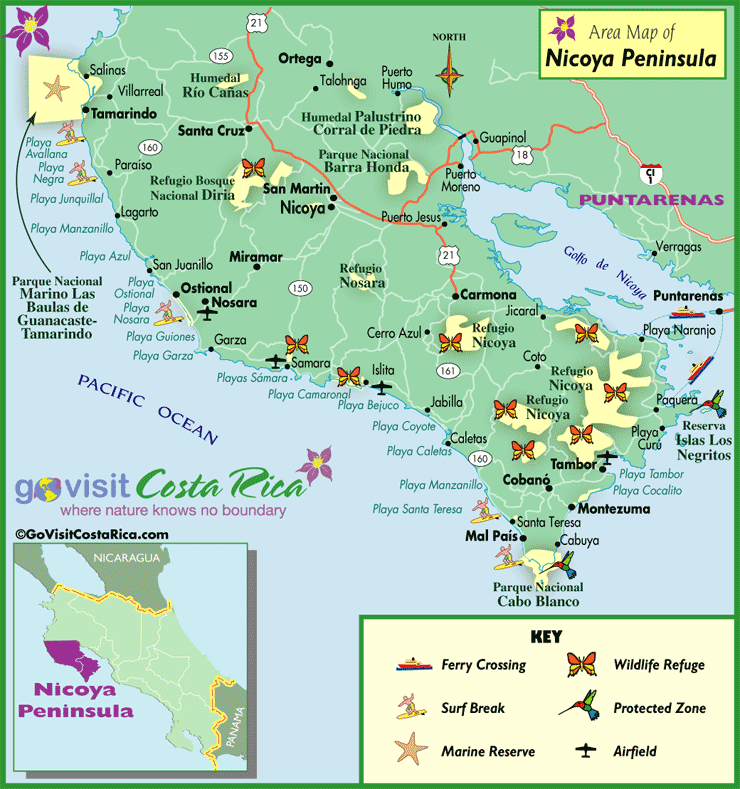 Mapa De Guanacaste Costa Rica