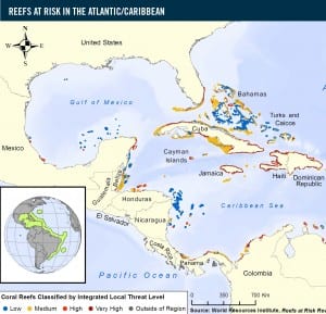 Coral reefs at risk in the Atlantic/Caribbean / photo courtesy of World Resources Institute
