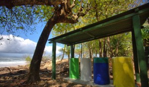 Garbage and recycling bins at Playa Carmen, Santa Teresa, Costa Rica