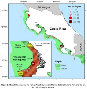 Map of proposed no fishing area off Osa Peninsula, Costa Rica