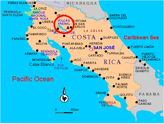 Arenal Volcano Map