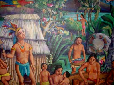 Painting of Chorotega Indian community near Nicaragua-Costa Rica border