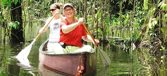 Canoeing on the lagoon at Maquenque Lodge