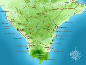 Map Southern Nicoya Peninsula Costa Rica