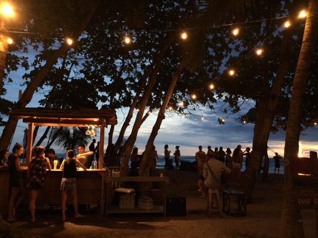 Tiki Bar at sunset. Pranamar Oceanfront Villas and Yoga Retreat.